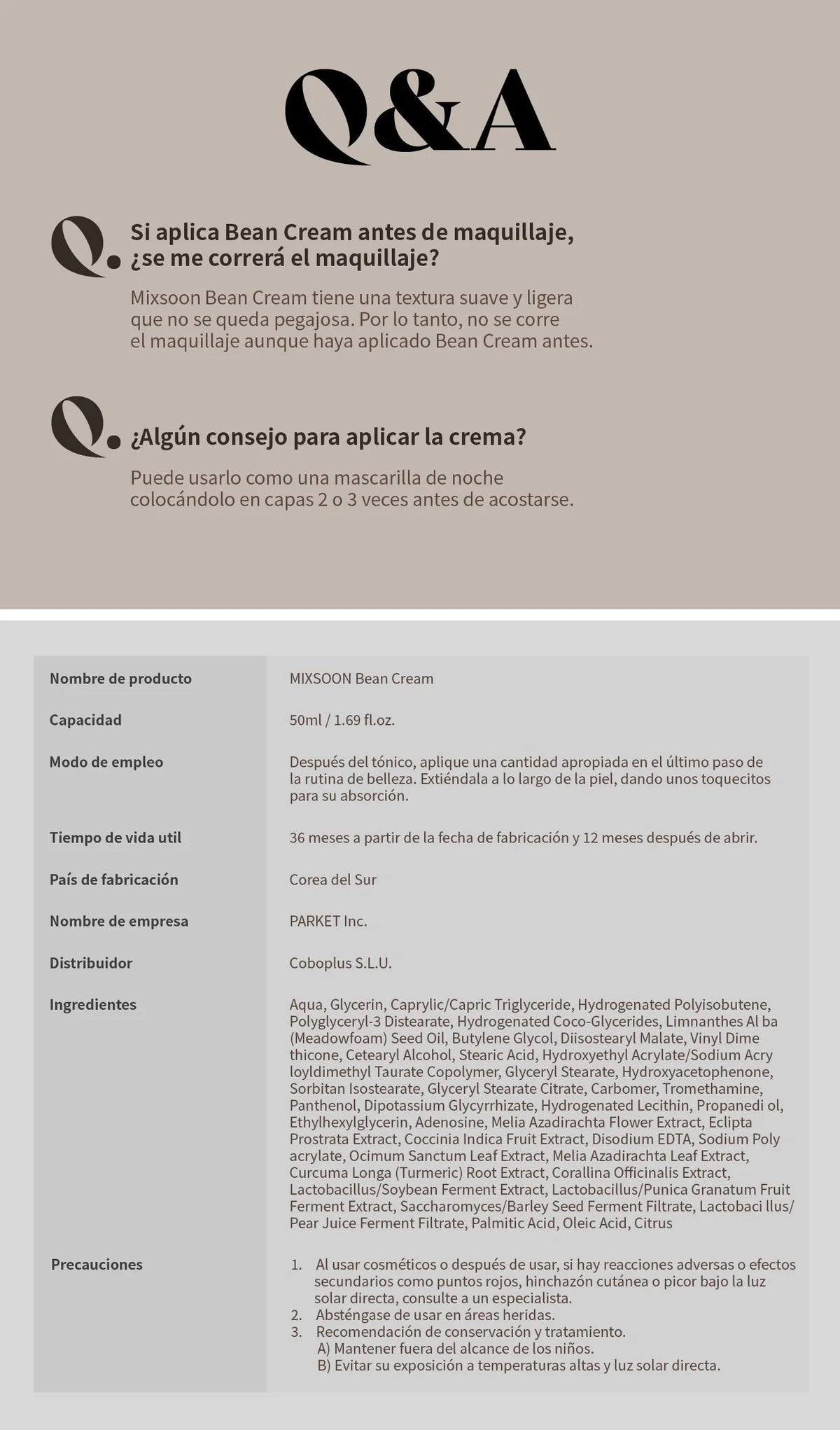 mixsoon Bean Cream 50ml