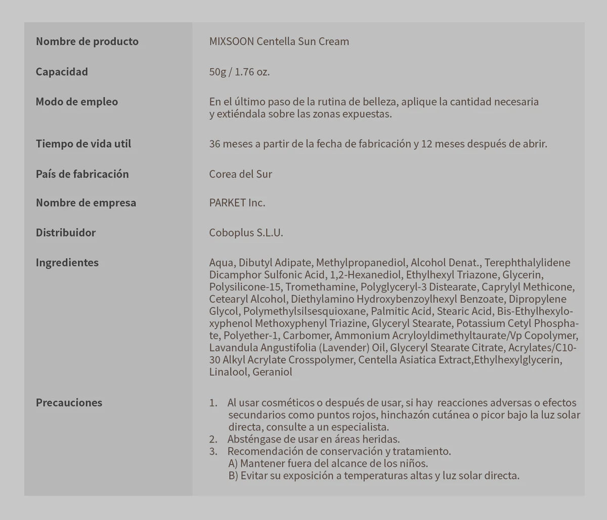 mixsoon Centella Asiatica Sun Cream