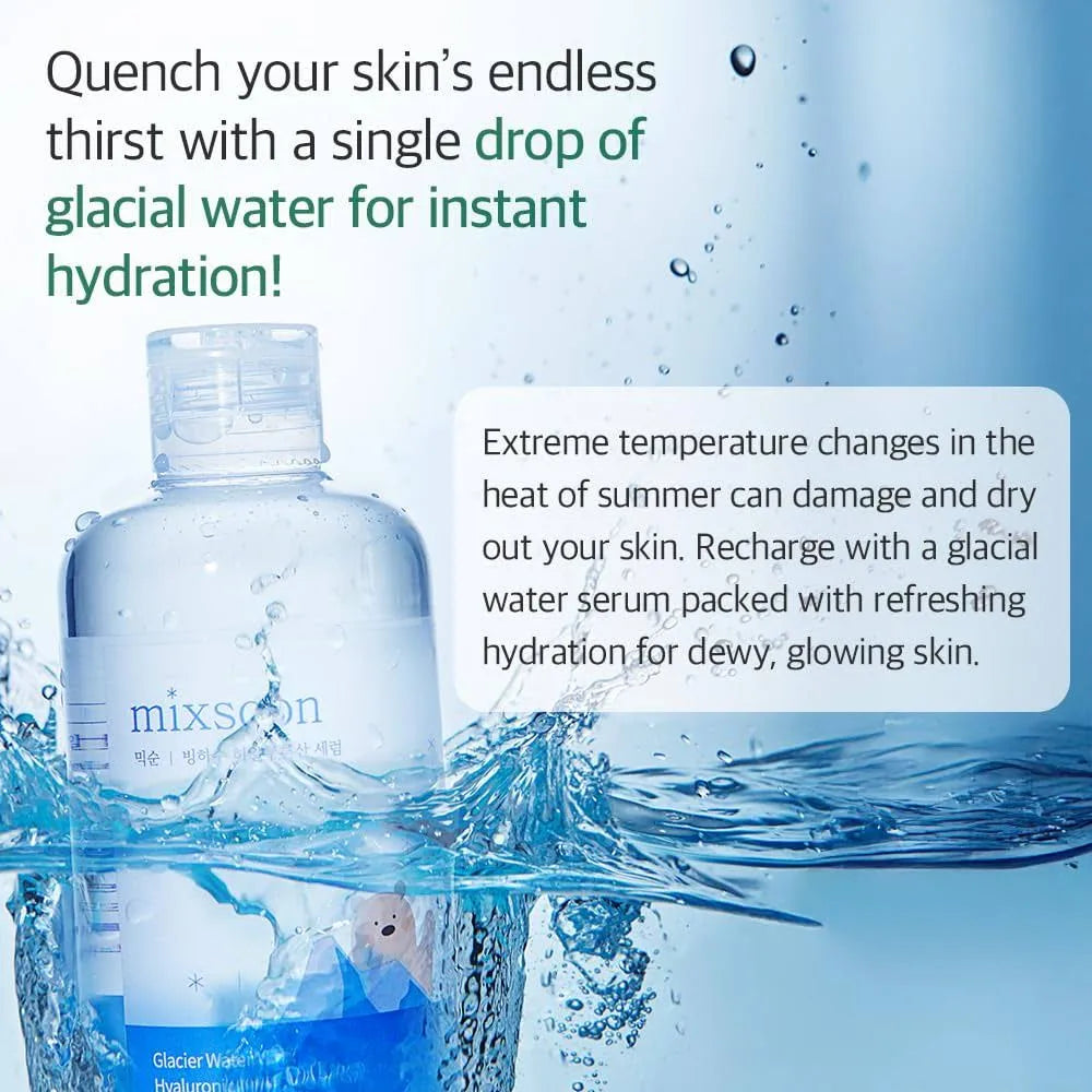 MIXSOON Set hidratante Essential Glass Skin Duo Set para el cuidado de la piel coreano (suero de ácido hialurónico Bean Essence + Glacier Water)